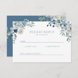 Dusty Blue Floral Wildflower Wedding RSVP Briefkaa Bedankkaart