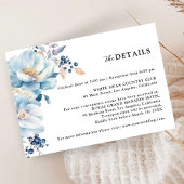Dusty Blue Floral Winter Wedding Detail Informatiekaartje