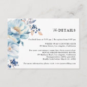 Dusty Blue Floral Winter Wedding Detail Informatiekaartje (Voorkant)