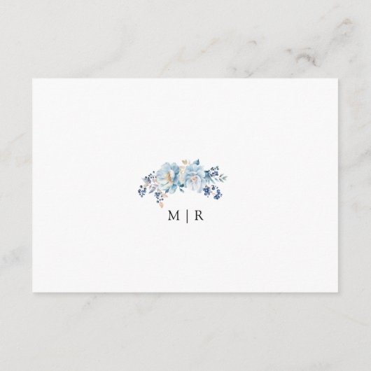 Dusty Blue Floral Winter Wedding Detail Informatiekaartje (Achterkant)