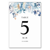 Dusty Blue Floral Winter Wedding Kaart (Voorkant)