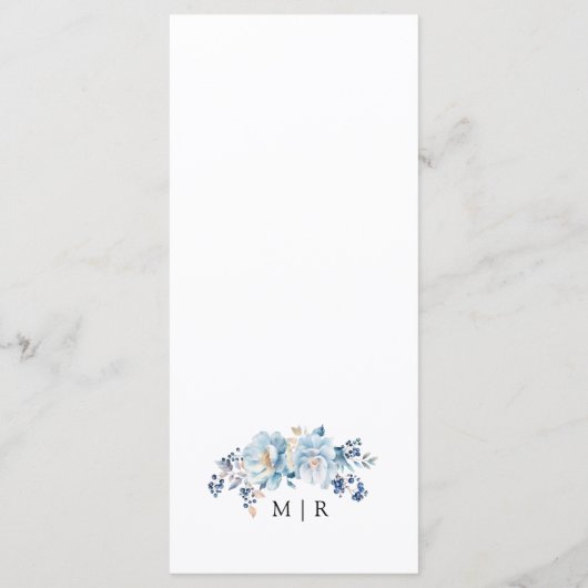 Dusty Blue Floral Winter Wedding Menu (Achterkant)
