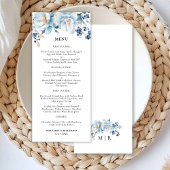 Dusty Blue Floral Winter Wedding Menu