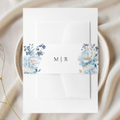 Dusty Blue Floral Winter Wedding Uitnodigingen Wikkel