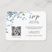 Dusty Blue Floral Wisteria QR Code Weddenschap RSV Informatiekaartje (Voorkant)
