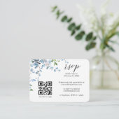 Dusty Blue Floral Wisteria QR Code Weddenschap RSV Informatiekaartje (Staand voorkant)