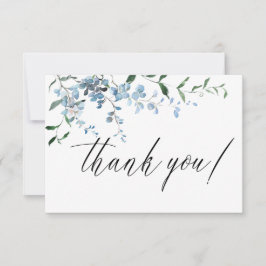 Dusty Blue Floral Wisteria Waterverf Wedding Bedankkaart