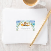 Dusty Blue Floral Woodland Animals Retouradres Etiket (Insitu)