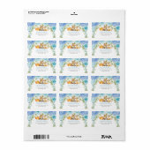 Dusty Blue Floral Woodland Animals Retouradres Etiket (Full Sheet)