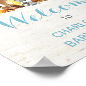 Dusty Blue Floral Woodland Forest Animals Baby Boy Poster (Hoek)