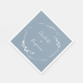 Dusty Blue Floral Wreath Calligraphy Monogramed Servet (Hoek)