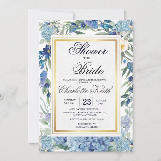 Dusty Blue Floral Wreath Greenery Vrijgezellenfees Kaart (Voorkant)