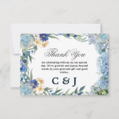 Dusty Blue Floral Wreath Greenery Wedding Bedankkaart (Voorkant)
