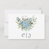 Dusty Blue Floral Wreath Greenery Wedding Bedankkaart (Achterkant)