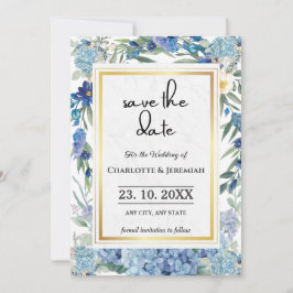 Dusty Blue Floral Wreath Waterverf Greenery Save The Date