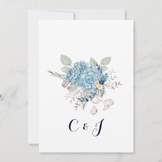 Dusty Blue Floral Wreath Waterverf Greenery Save The Date (Achterkant)