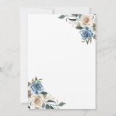 Dusty Blue Floral Wreath Wedding Invitation Kaart (Achterkant)
