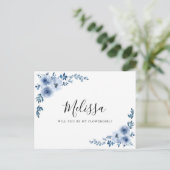 dusty blue floral zal je een bloemetjeskaartje zij briefkaart (Staand voorkant)