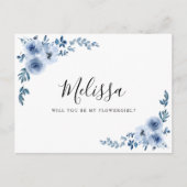 dusty blue floral zal je een bloemetjeskaartje zij briefkaart (Voorkant)