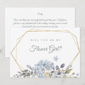 Dusty Blue Floral zal je mijn Bloemenmeisje Kaart  (Voorkant / Achterkant)