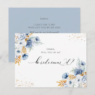 Dusty Blue Floral zal je mijn Bridesmaid zijn Briefkaart