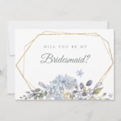 Dusty Blue Floral zal je mijn Bridesmaid zijn Kaart (Voorkant)
