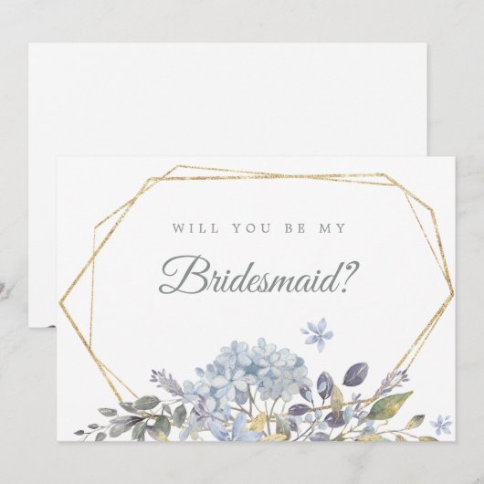 Dusty Blue Floral zal je mijn Bridesmaid zijn Kaart (Voorkant / Achterkant)