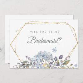 Dusty Blue Floral zal je mijn Bridesmaid zijn Kaart
