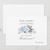 Dusty Blue Floral zal je mijn Bridesmaid zijn Kaart (Voorkant / Achterkant)