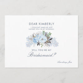 Dusty Blue Floral zal je mijn Bridesmaid zijn Kaart