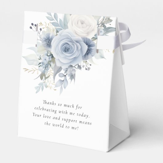 Dusty Blue Florals Baby in Bloom Baby shower Bedankdoosjes (Achterkant)