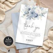 Dusty Blue Florals Baby shower Dank u Kaart