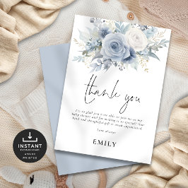 Dusty Blue Florals Baby shower Dank u Kaart