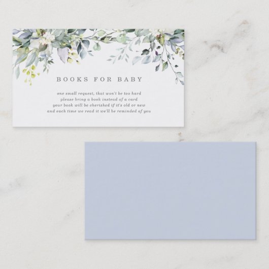 Dusty Blue Florals Boeken voor Baby Kaart Visitekaartje (Voorkant / Achterkant)