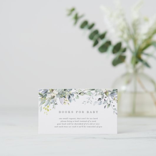 Dusty Blue Florals Boeken voor Baby Kaart Visitekaartje (Staand voorkant)