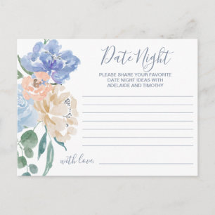 Dusty Blue Florals Date Night Idee Kaarten