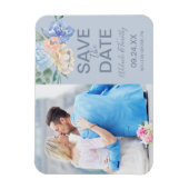 Dusty Blue Florals | De Foto van de Leid sparen de Magneet (Verticaal)