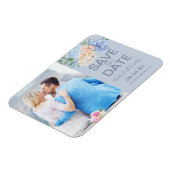 Dusty Blue Florals | De Foto van de Leid sparen de Magneet (Linkerzijde)