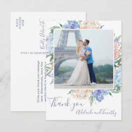 Dusty Blue Florals Foto Dank je Briefkaart