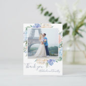 Dusty Blue Florals Foto Dank je Briefkaart (Staand voorkant)