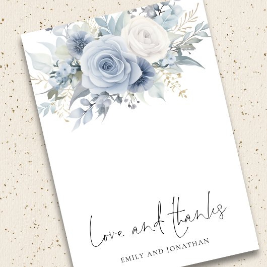 Dusty Blue Florals Foto Liefde Bedankt Bruiloft