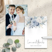 Dusty Blue Florals Foto Liefde Bedankt Bruiloft