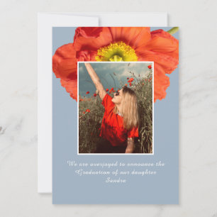 Dusty Blue Florals Foto Lijst Modern Afstuderen Aankondiging