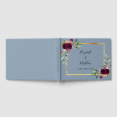 Dusty blue florals greenery bruiloft gastenboek (Volledig)
