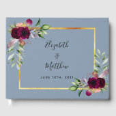 Dusty blue florals greenery bruiloft gastenboek (Voorkant)