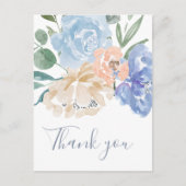 Dusty Blue Florals Hartelijk dank Briefkaart (Voorkant)
