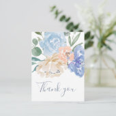 Dusty Blue Florals Hartelijk dank Briefkaart (Staand voorkant)