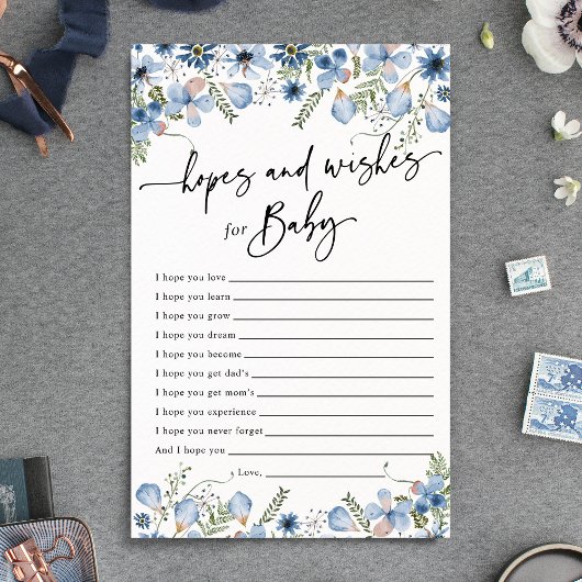 Dusty Blue Florals Hopes & Wishes Baby shower Kaar