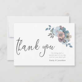 Dusty Blue Florals Illustratie Script Foto Bedankkaart