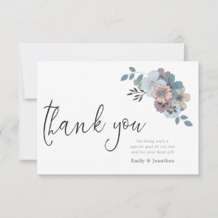 Dusty Blue Florals Illustratie Script Foto Bedankkaart